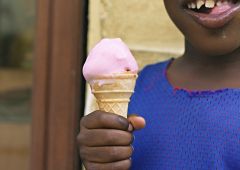happy kid with ice cream